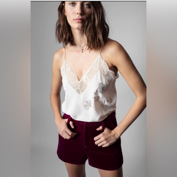 Zadig&Voltaire Christy silk cami strass - Picture 1 of 5